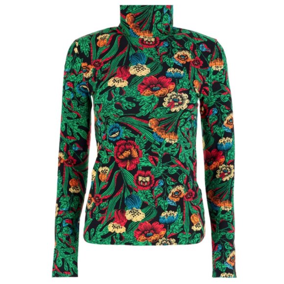 NWT La Double J Skinny Jersey Turtleneck Top In Night Garden - Size: Small - Picture 1 of 8